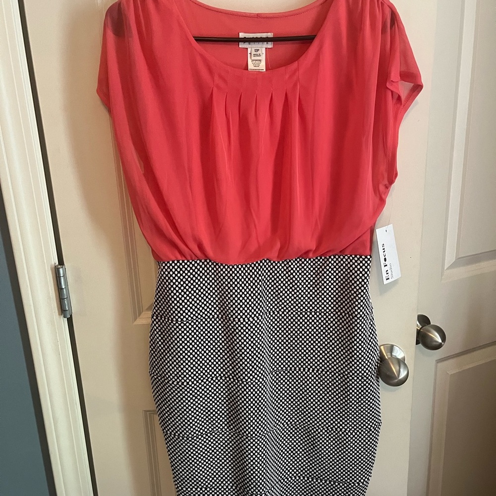 Enfocus Studio Coral and Black Dress